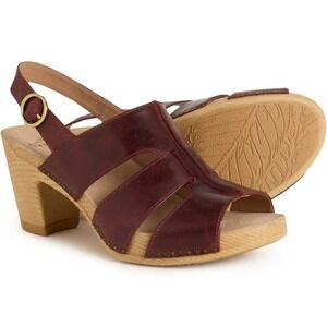 NEW Dansko Tatiana Leather Sandals Women Sz 40 US 9 - 9.5 Wine Block Heel